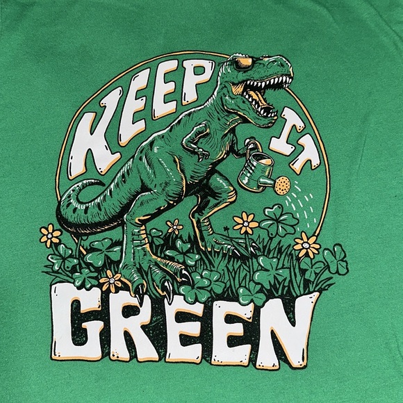 OLD NAVY KID BOY GREEN DINOSAUR SHORT SLEEVE GRAPHIC SHIRT - Picture 2 of 4